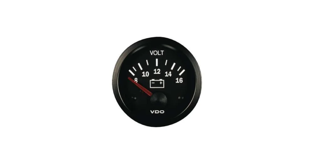 Últimas Unidades Manómetro Voltàmetro VDO 8 / 16 Voltios Vision Diámetro 52 Fondo Negro